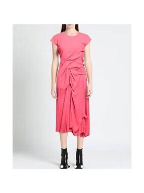 Sies Marjan Paloma draped crepe midi dress, pink, Size 2